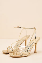 Sylvia Gold Ankle Strap High Heel Sandals