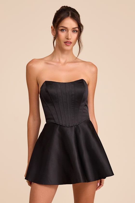 Jeyne Black Bustier Three-Piece Maxi Dress