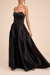 Jeyne Black Bustier Three-Piece Maxi Dress