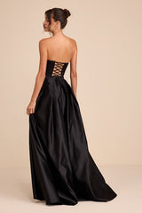Jeyne Black Bustier Three-Piece Maxi Dress
