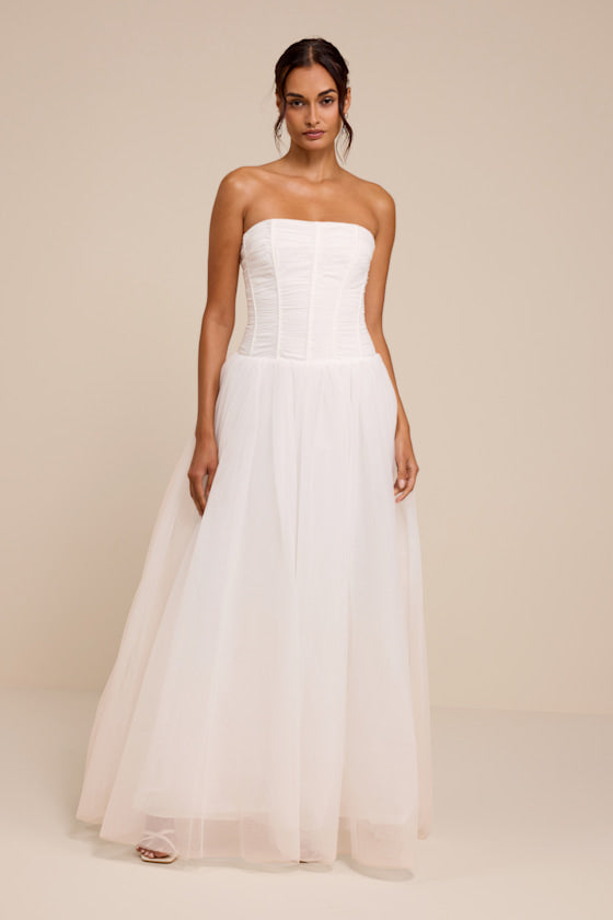 Dulce White Tulle Bustier Wedding Dress