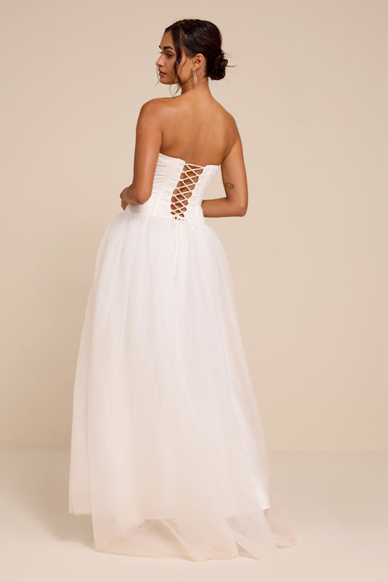 Dulce White Tulle Bustier Wedding Dress
