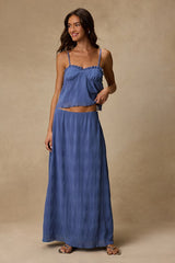 Paola Denim Blue Textured Ruffled Cami