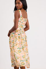 Anisa Cream Multi Print Sleeveless Midi Dress