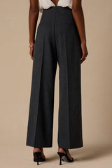 Rina Dark Grey Pleated High-Rise Trousers