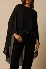 Levana Black Cape Sleeve Top