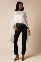 Levana White Cape Sleeve Top