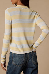 Nelly Yellow Striped Button-Up Knit Top