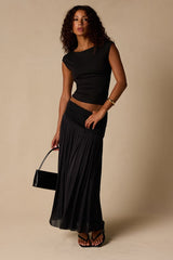 Asher Black Short Sleeve Backless Top