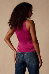 Nevaeh Berry Pink Satin Surplice Tank Top