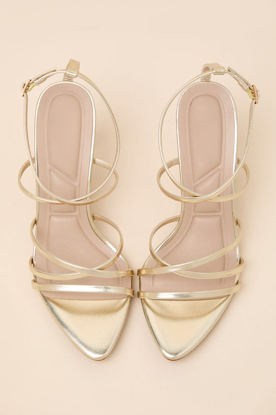 Jody Gold Metallic Strappy High Heel Sandals