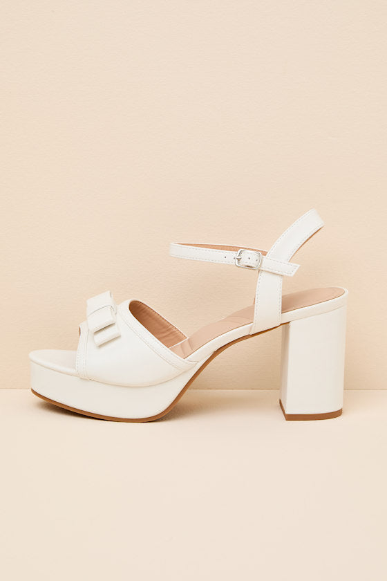 Iggy White Platform Ankle Strap High Heel Sandals