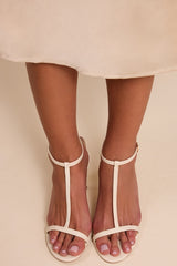 Izzybelle White T-Strap High Heel Sandals