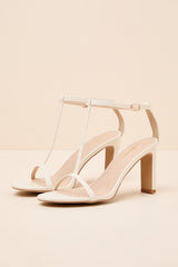 Izzybelle White T-Strap High Heel Sandals