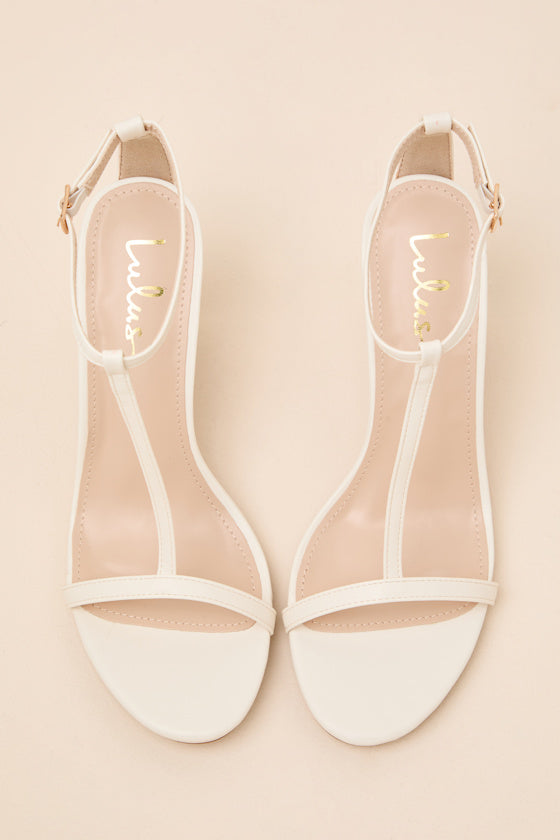 Izzybelle White T-Strap High Heel Sandals