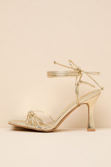 Anka Gold Strappy Lace-Up High Heel Sandals