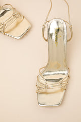 Anka Gold Strappy Lace-Up High Heel Sandals