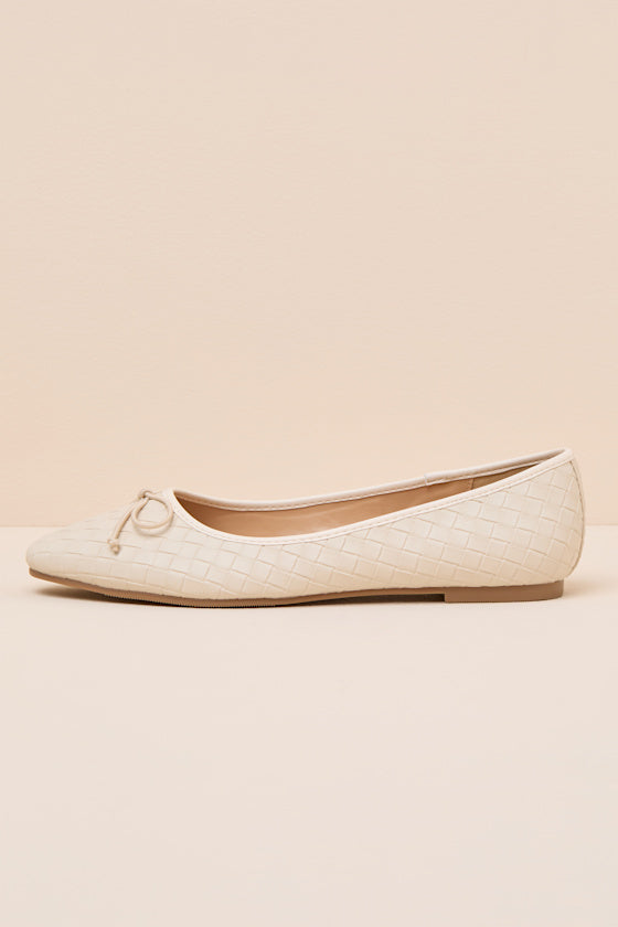 Milo Beige Textured Ballet Flats