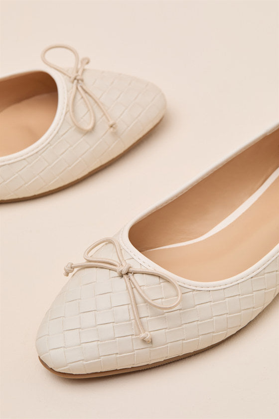 Milo Beige Textured Ballet Flats