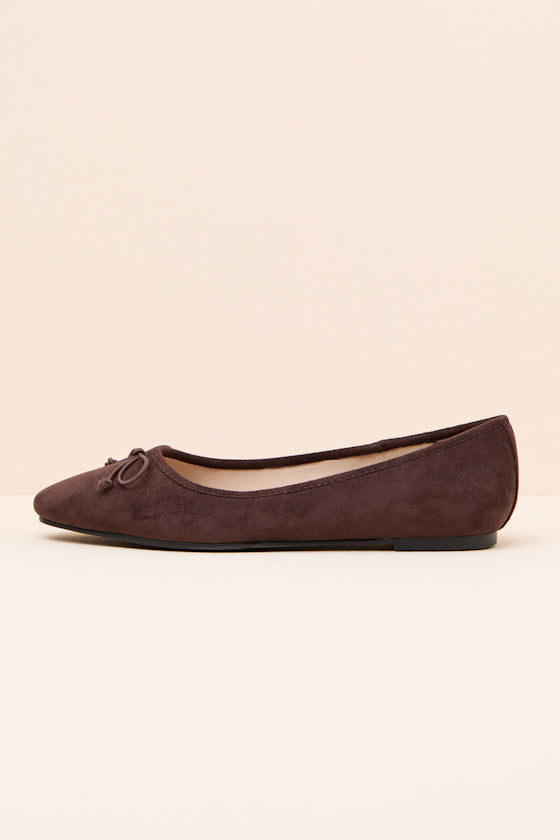 Milo Chocolate Brown Suede Ballet Flats