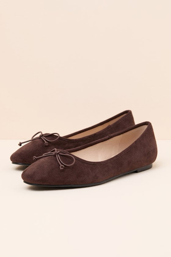 Milo Chocolate Brown Suede Ballet Flats
