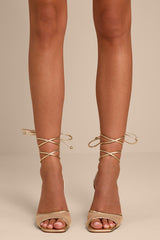 Harlan Gold Mesh Lace-Up High Heel Sandals