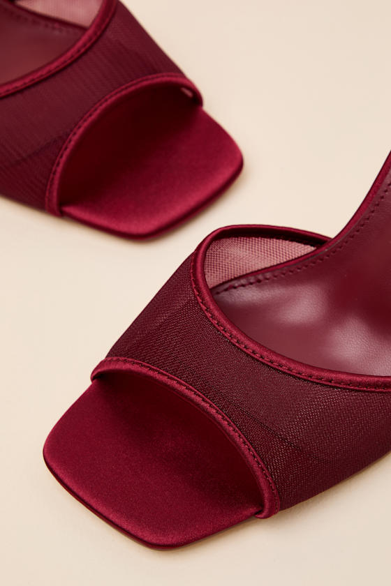 Harlan Burgundy Mesh Lace-Up High Heel Sandals