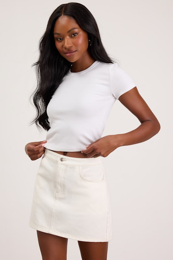 Dayton Ivory Denim Mini Skirt