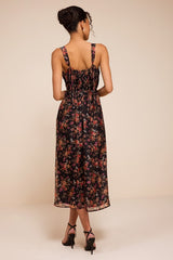 Francesca Black Floral Sleeveless Midi Dress
