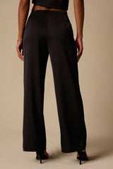 Amaya Black Satin High-Rise Pants