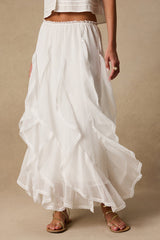 Tina White Ruffled Maxi Skirt