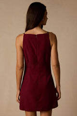 Chic Ease Wine Red Sleeveless Mini Dress