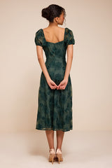 Sweetest Behavior Emerald Embroidered Puff Sleeve Midi Dress