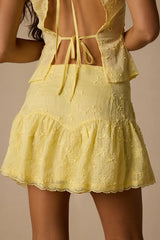 Dessie Light Yellow Embroidered Mini Skirt