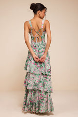 Somerset Sage Multi Floral Tiered Maxi Dress