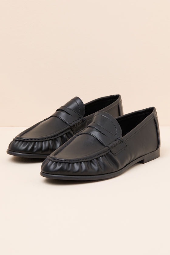 Carlton Black Ruched Loafers