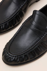 Carlton Black Ruched Loafers