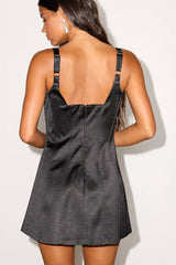 Malisse Black Satin Bustier Mini Dress