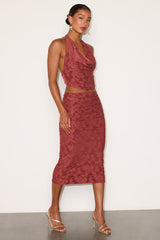 Lyta Rusty Rose Floral Jacquard Two-Piece Midi Dress
