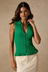 Sana Green Textured Sweater Knit Tank Top