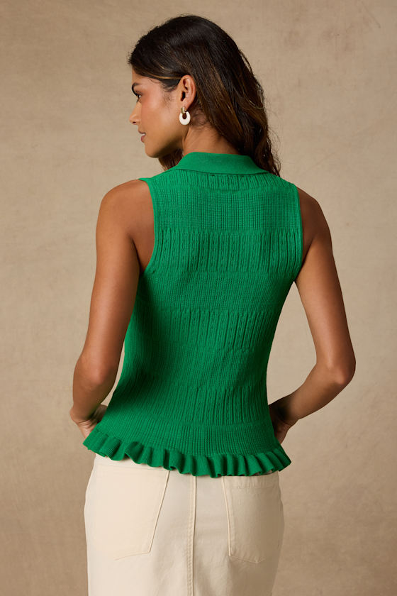 Sana Green Textured Sweater Knit Tank Top