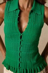 Sana Green Textured Sweater Knit Tank Top