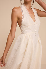 Finnley Ivory Lace Halter Midi Dress