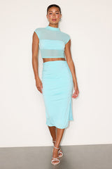 Kiara Light Aqua Mesh Two-Piece Midi Dress