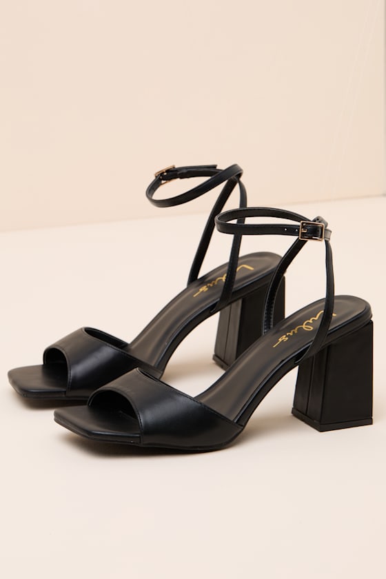 Faunna Black Ankle Strap High Heel Sandals