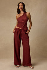 Ives Rust Red Pinstriped Drawstring Pants