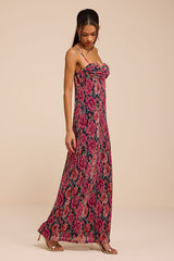 Kendlyn Navy Multi Floral Plisse Maxi Dress