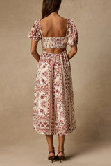 Lucia Cream and Rust Boho Print Midi Dress