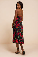 Renna Black Multi Abstract Strapless Midi Dress