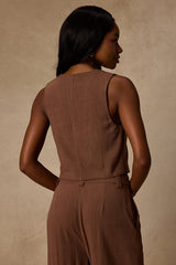 Suits You Perfectly Brown Linen Vest